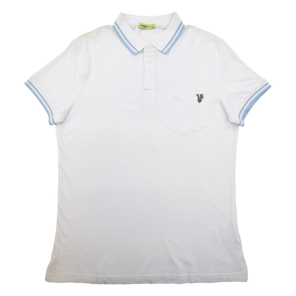Pre-Loved Piquet Front Pocket Logo S/S Polo Large White