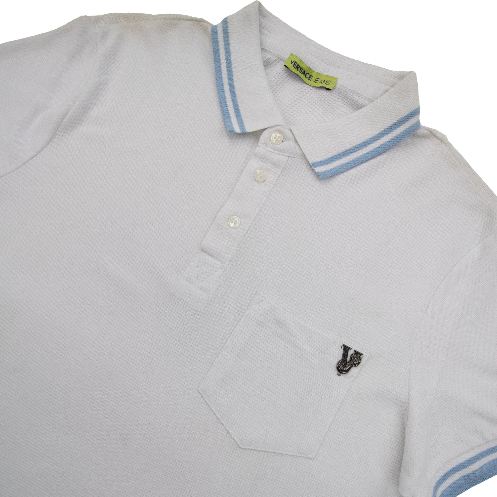 Pre-Loved Piquet Front Pocket Logo S/S Polo Large White