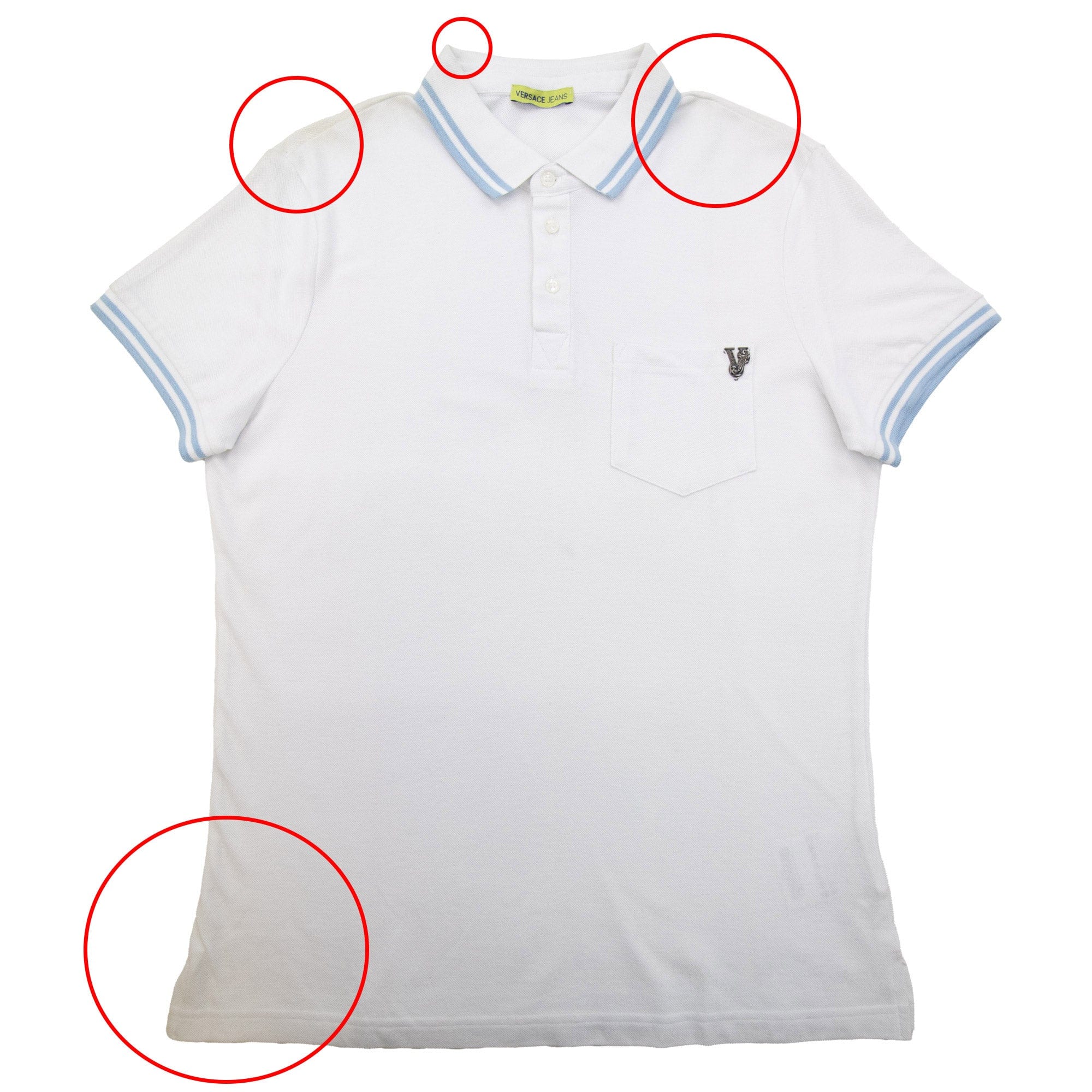 Pre-Loved Piquet Front Pocket Logo S/S Polo Large White