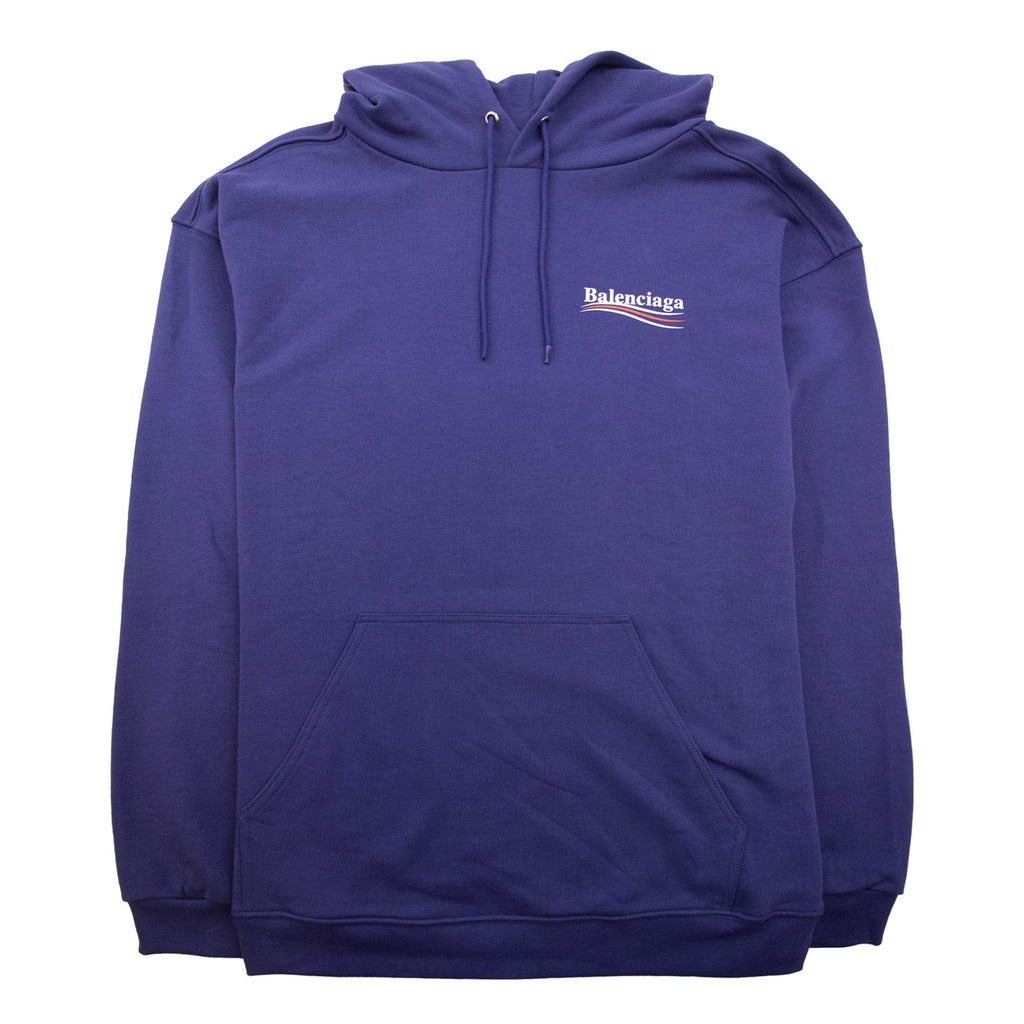 Pre-Loved Logo Print Hooded Sweatshirt Blue XL