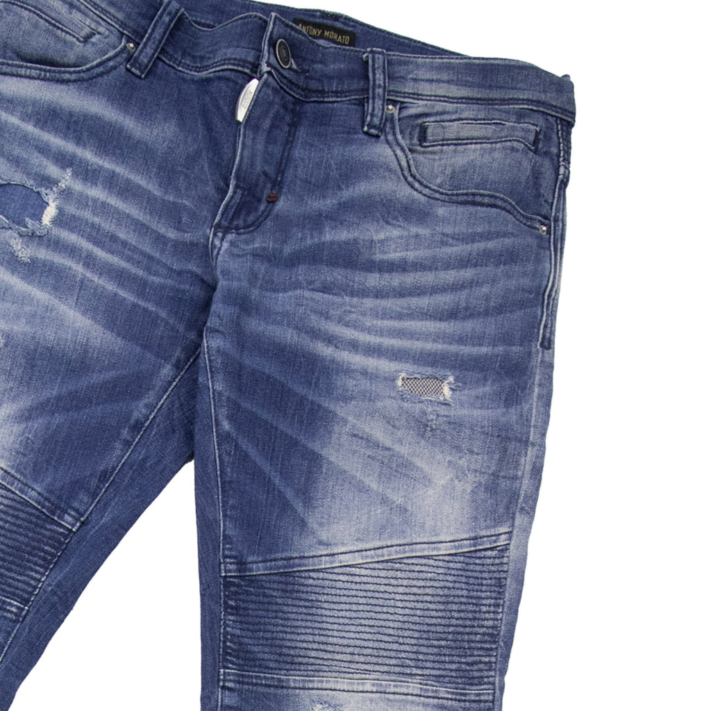 Pre-Loved Racer Jeans Biker W28" Blue Denim