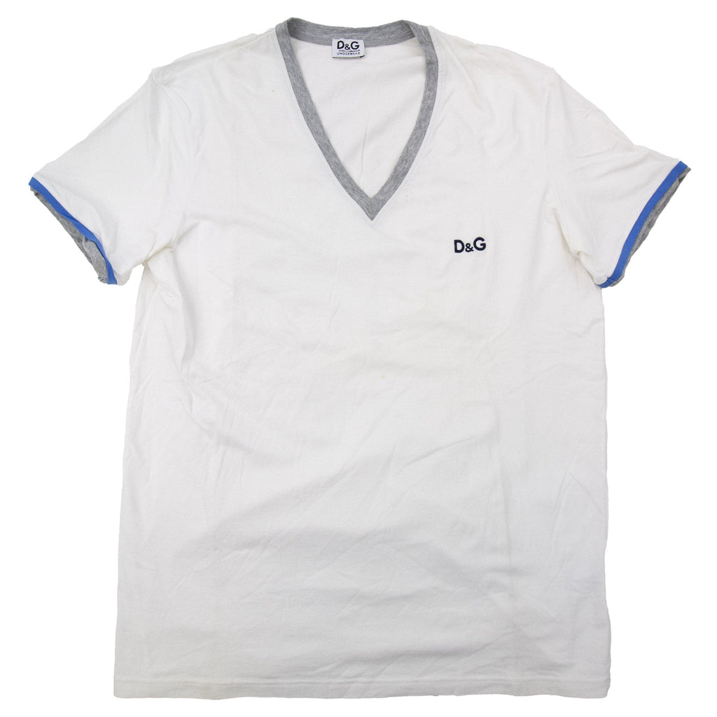 Pre-Loved V-neck T-shirt White Medium