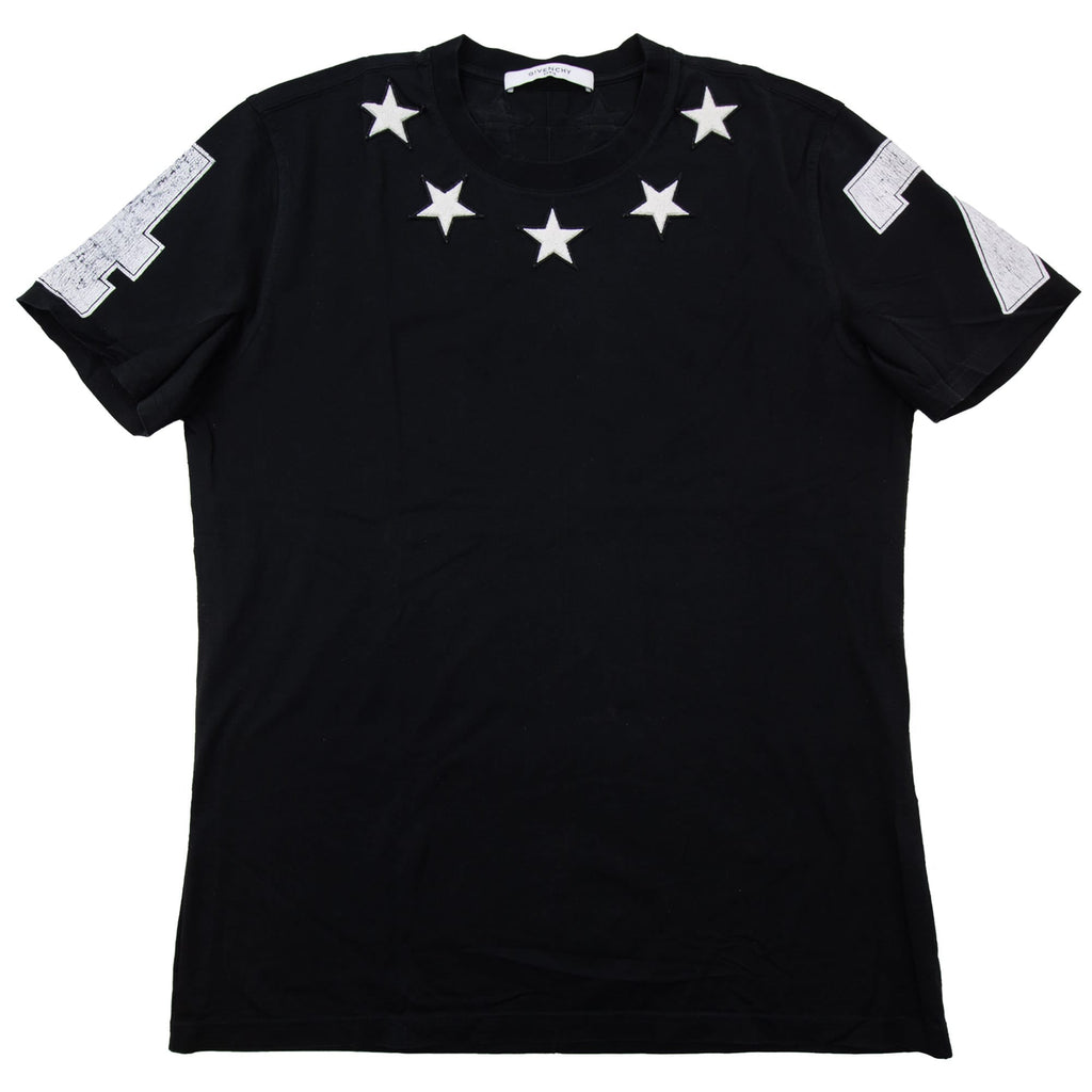 Pre-Loved Stars Neckline T-Shirt Black Medium XL