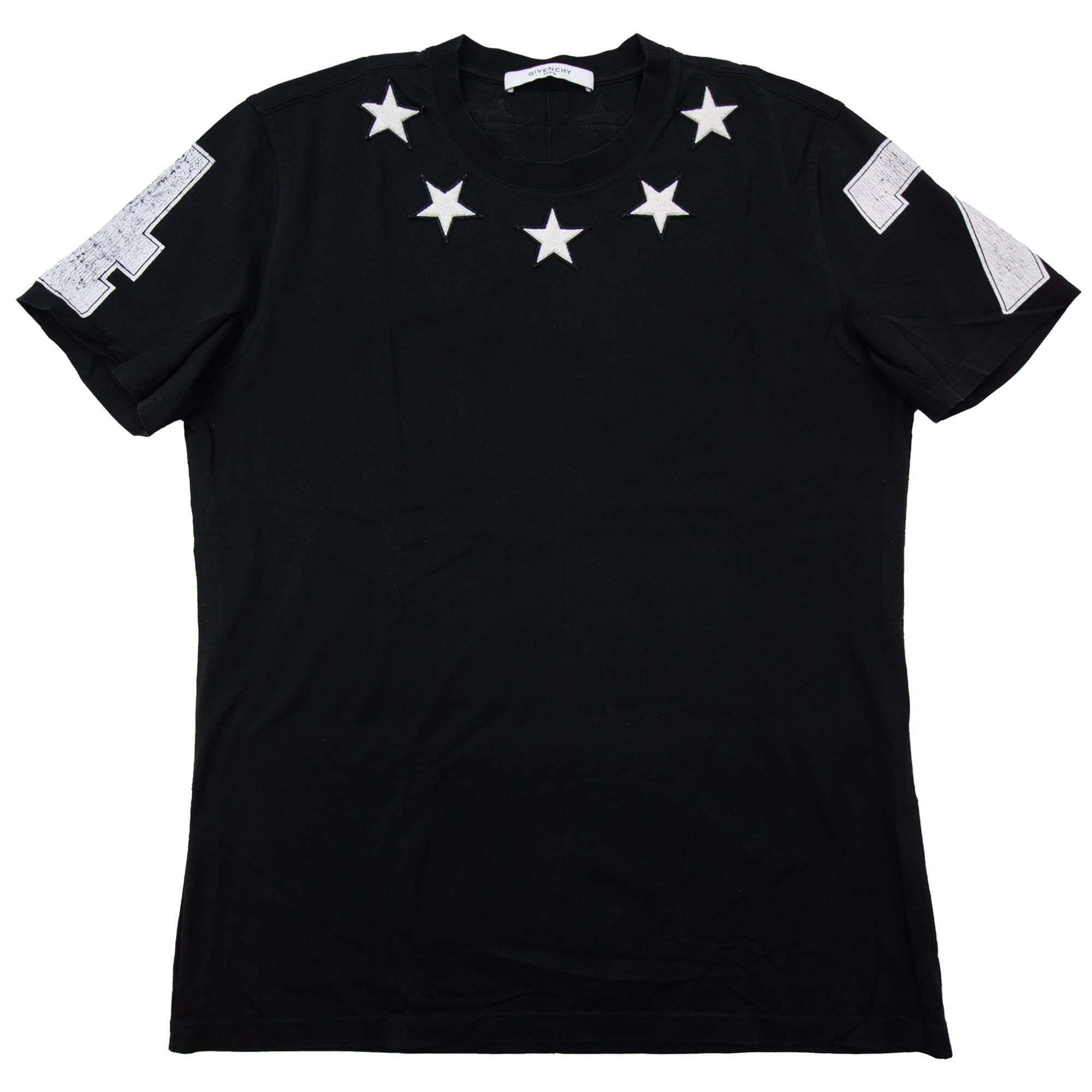 Pre-Loved Stars Neckline T-Shirt Black Medium XL