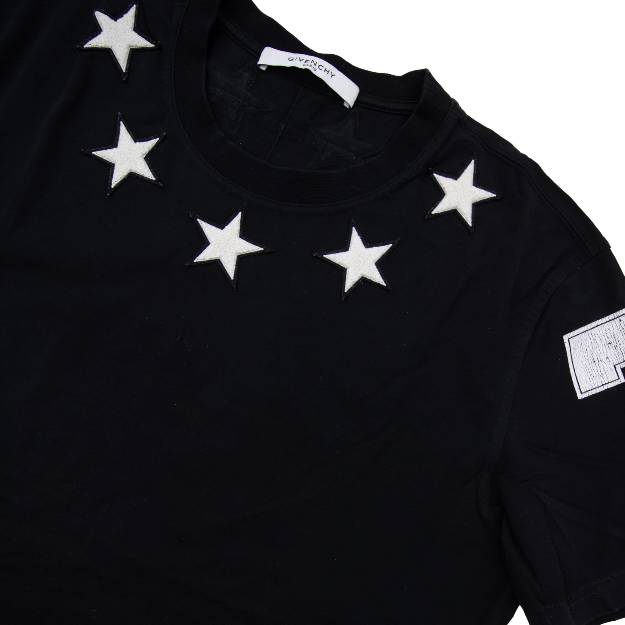 Pre-Loved Stars Neckline T-Shirt Black Medium XL