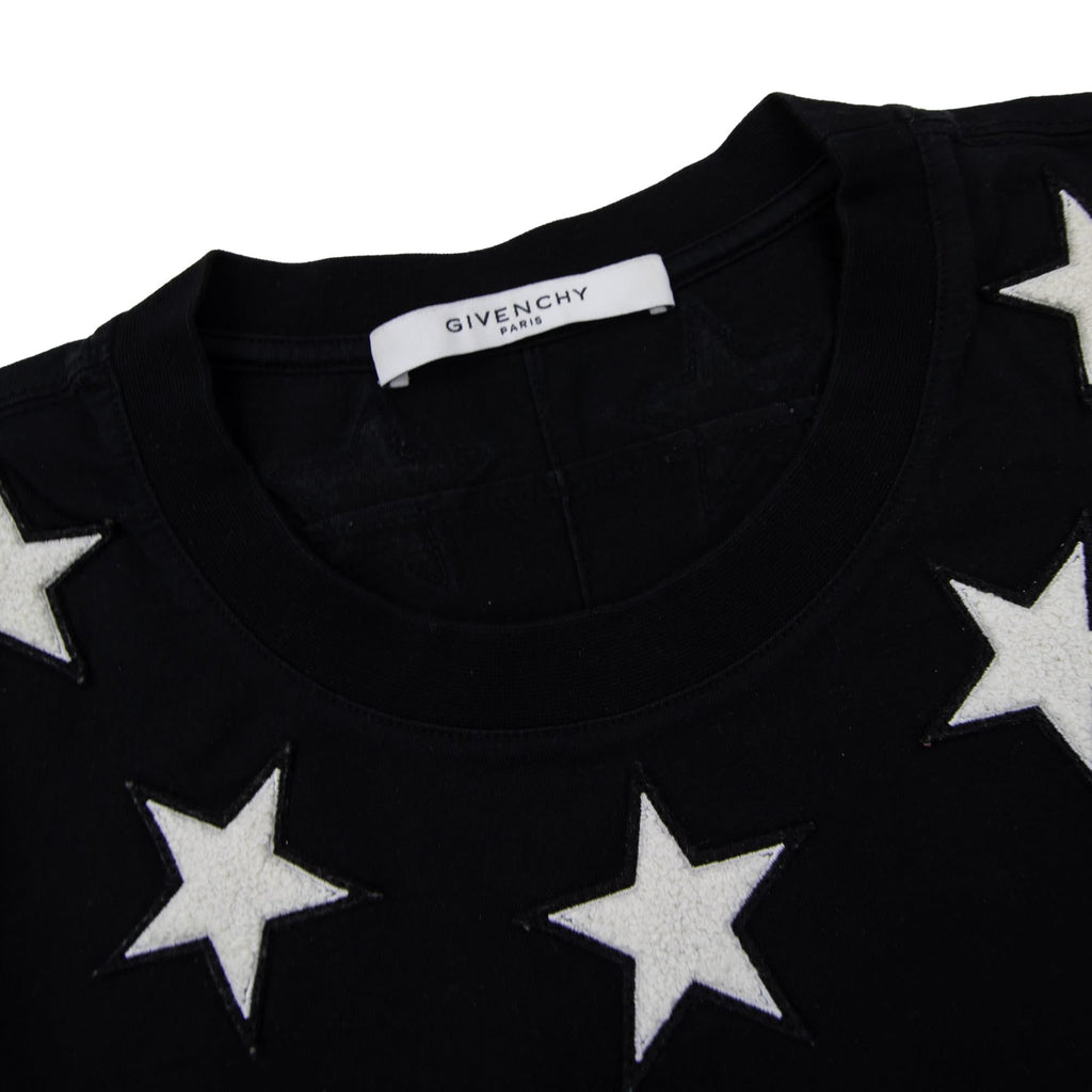 Pre-Loved Stars Neckline T-Shirt Black Medium XL