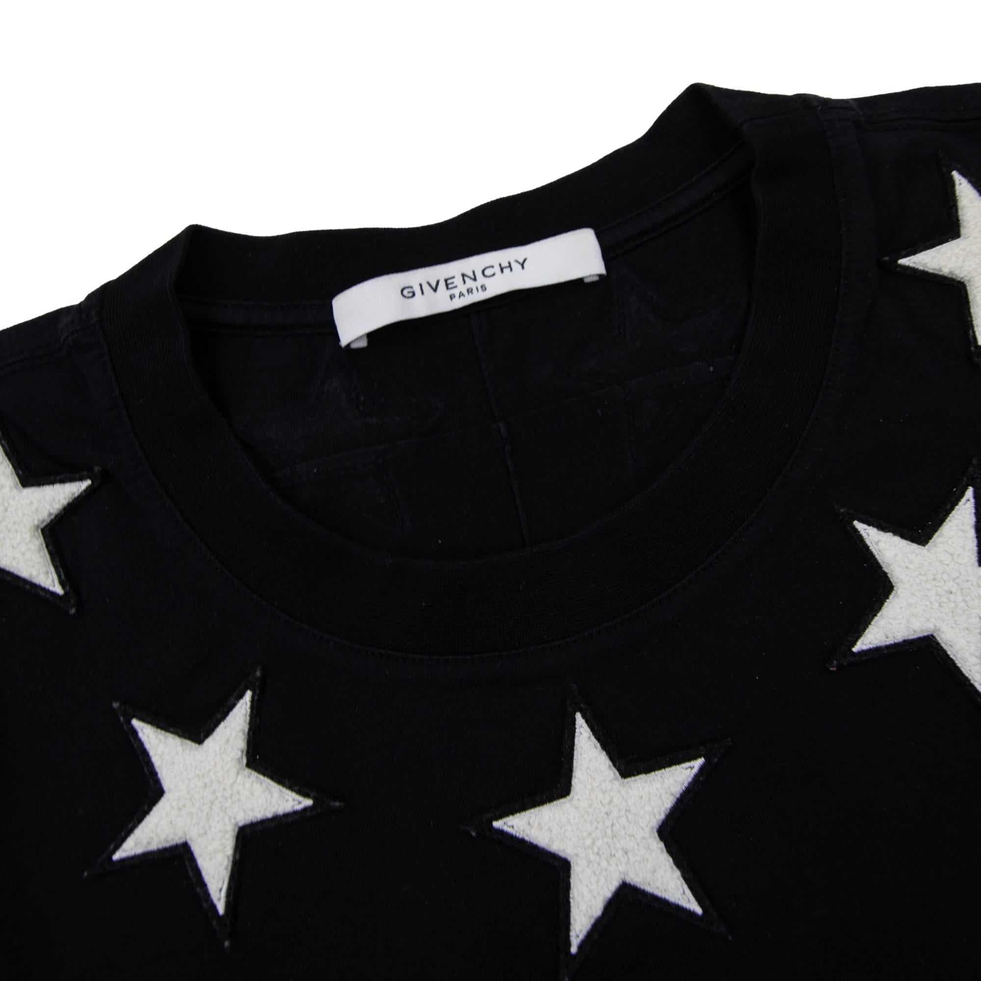 Pre-Loved Stars Neckline T-Shirt Black Medium XL