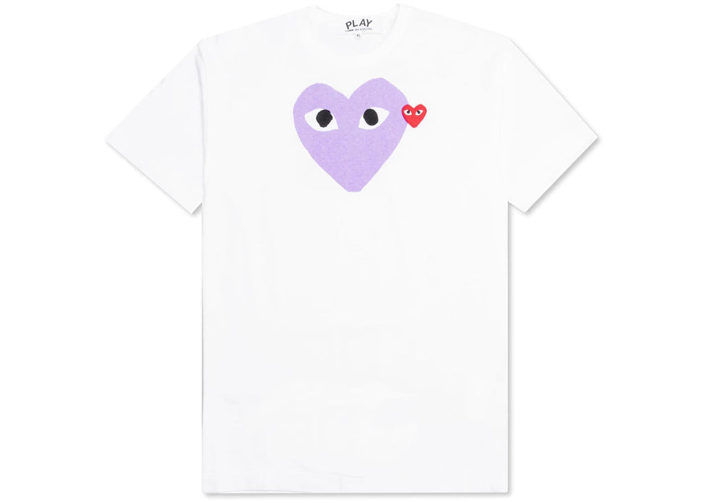 COMME DES GARÇONS PLAY EMBLEM HEART T-SHIRT WHITE / PURPLE