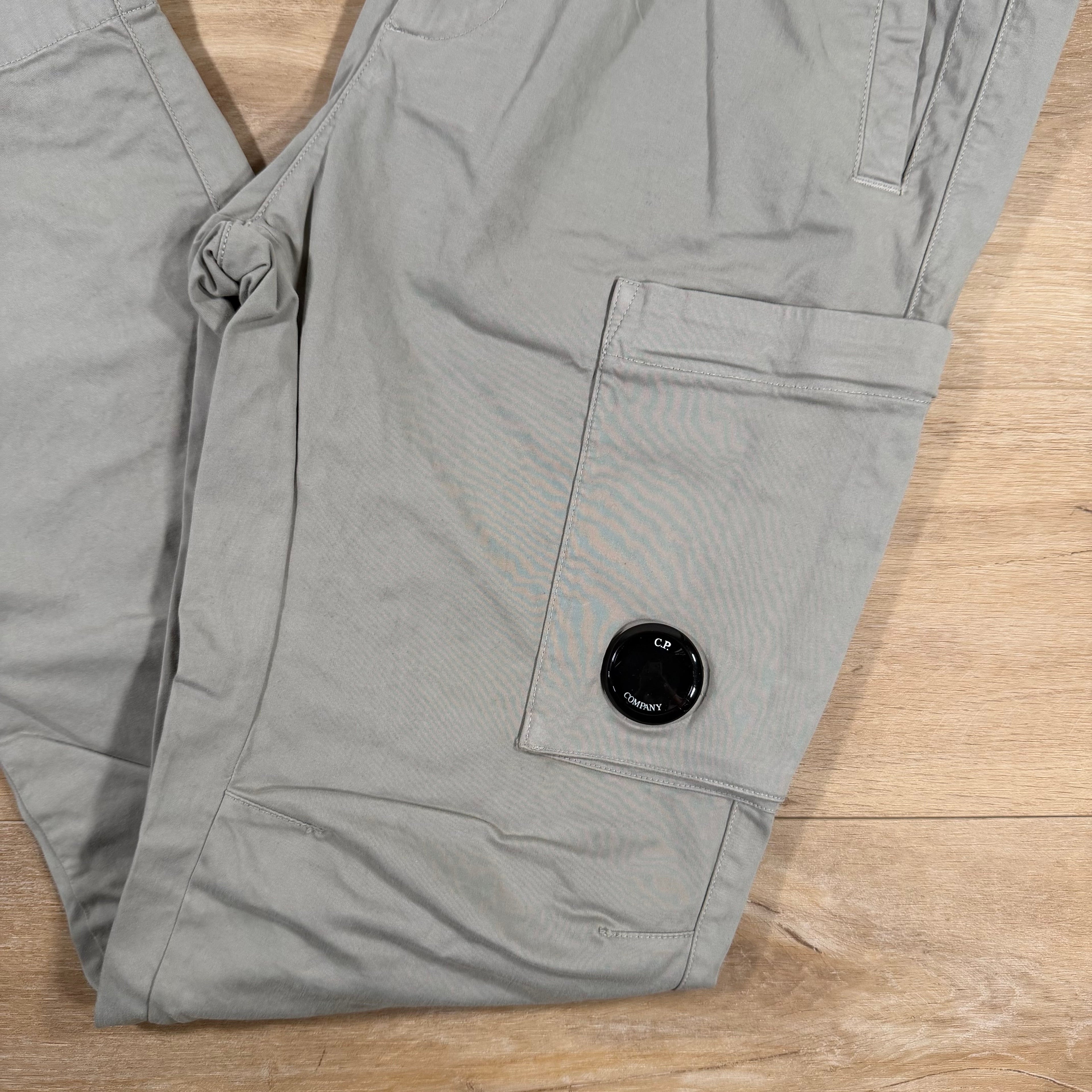 C.P. Company Stretch Sateen Regular Lens Cargo Pants in London Fog - Grey