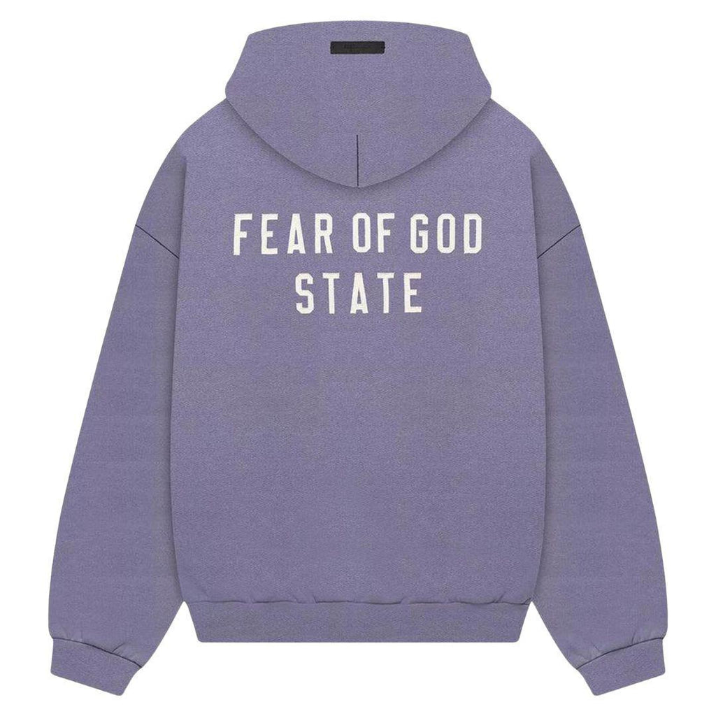 ESSENTIALS FOG FEAR OF GOD STATE LOGO HEAVY ZIP-UP LAVENDER