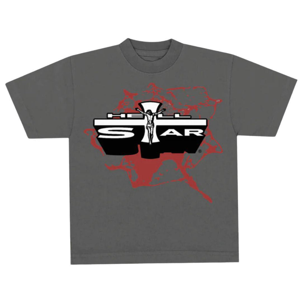 HELLSTAR WASHED EMBLEM TEE GREY