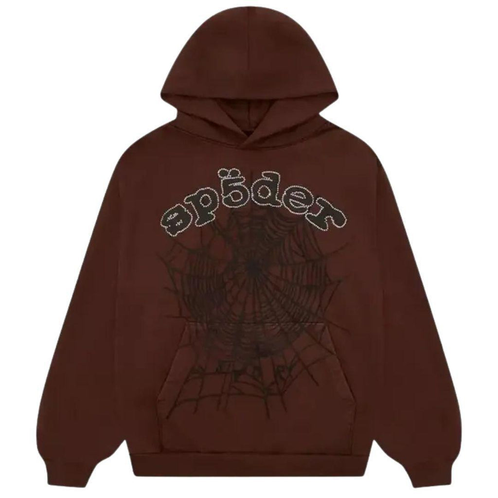 SP5DER X TRAVIS SCOTT RHINESTONE WEB HOODIE BROWN