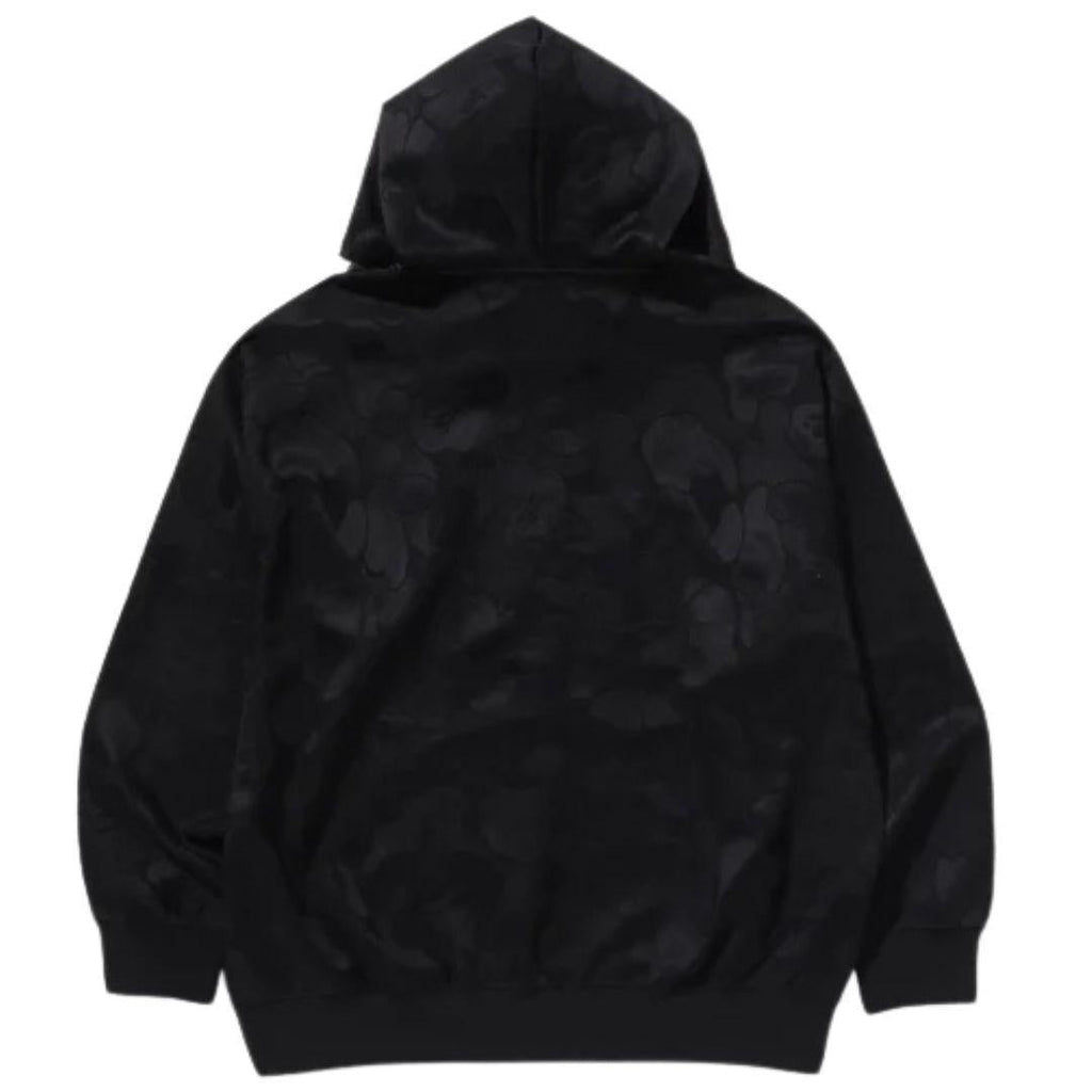 BAPE SOLID CAMO JACQUARD ONE POINT ZIP UP HOODIE BLACK