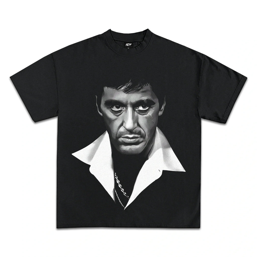 TONY MONTANA SCARFACE JUMBO FACE T-SHIRT BLACK