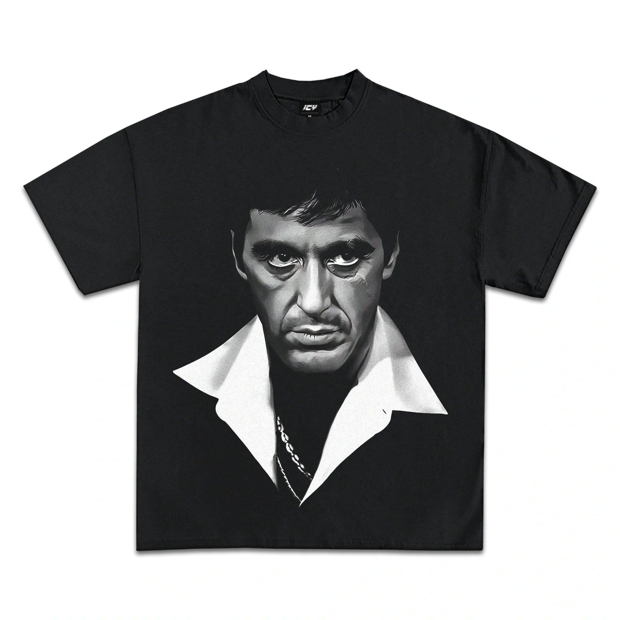 TONY MONTANA SCARFACE JUMBO FACE T-SHIRT BLACK
