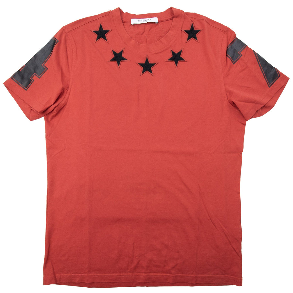 Pre-Loved Stars Neckline T-Shirt Red Medium