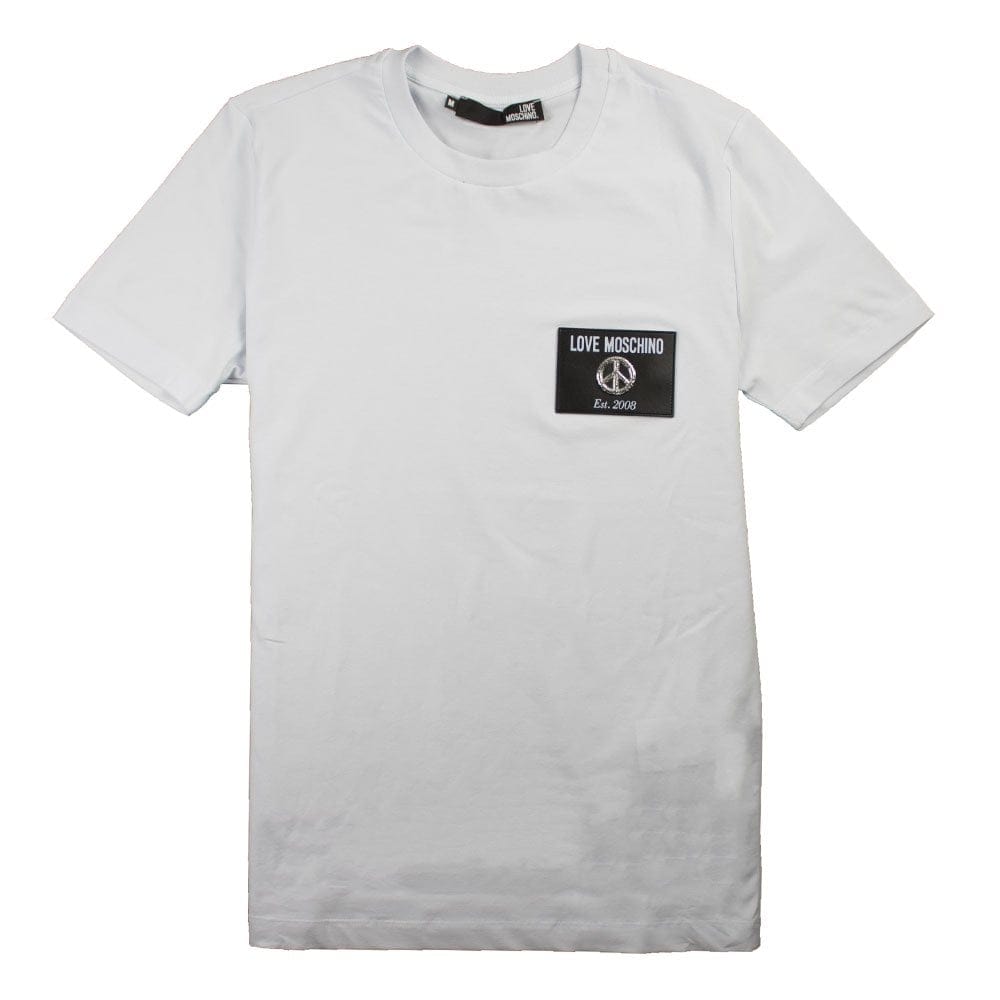 Love Moschino White Leather Patch T-Shirt