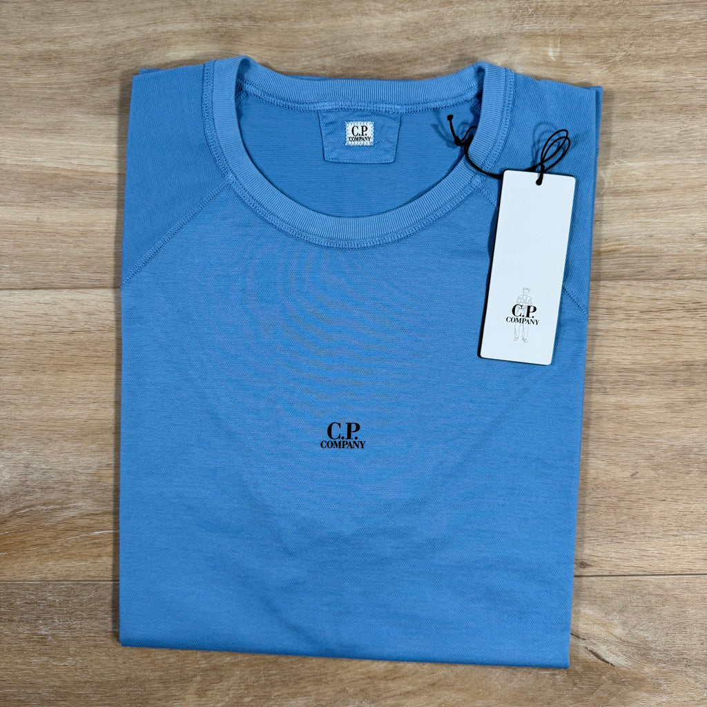 C.P. Company Micronet Jersey Raglan Logo T-Shirt in Pacific Coast - Light Blue