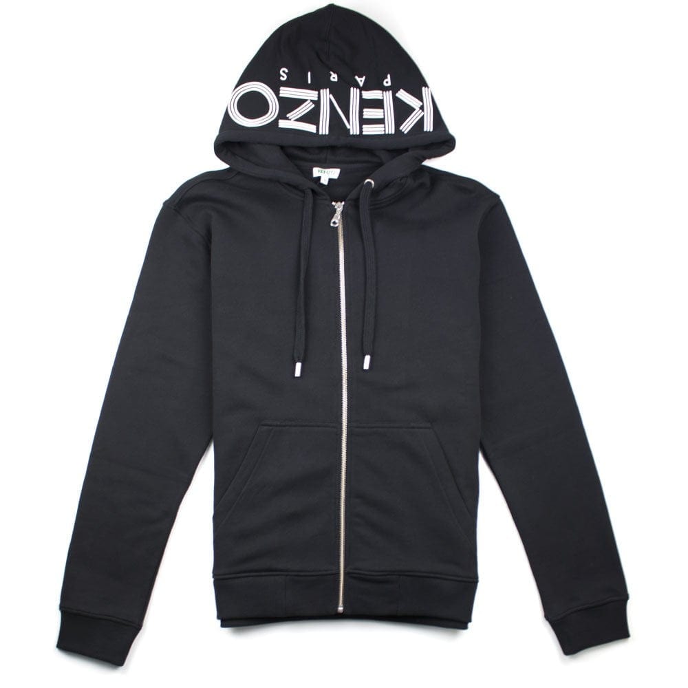 Kenzo Zip Up Hood Logo Hoody Black