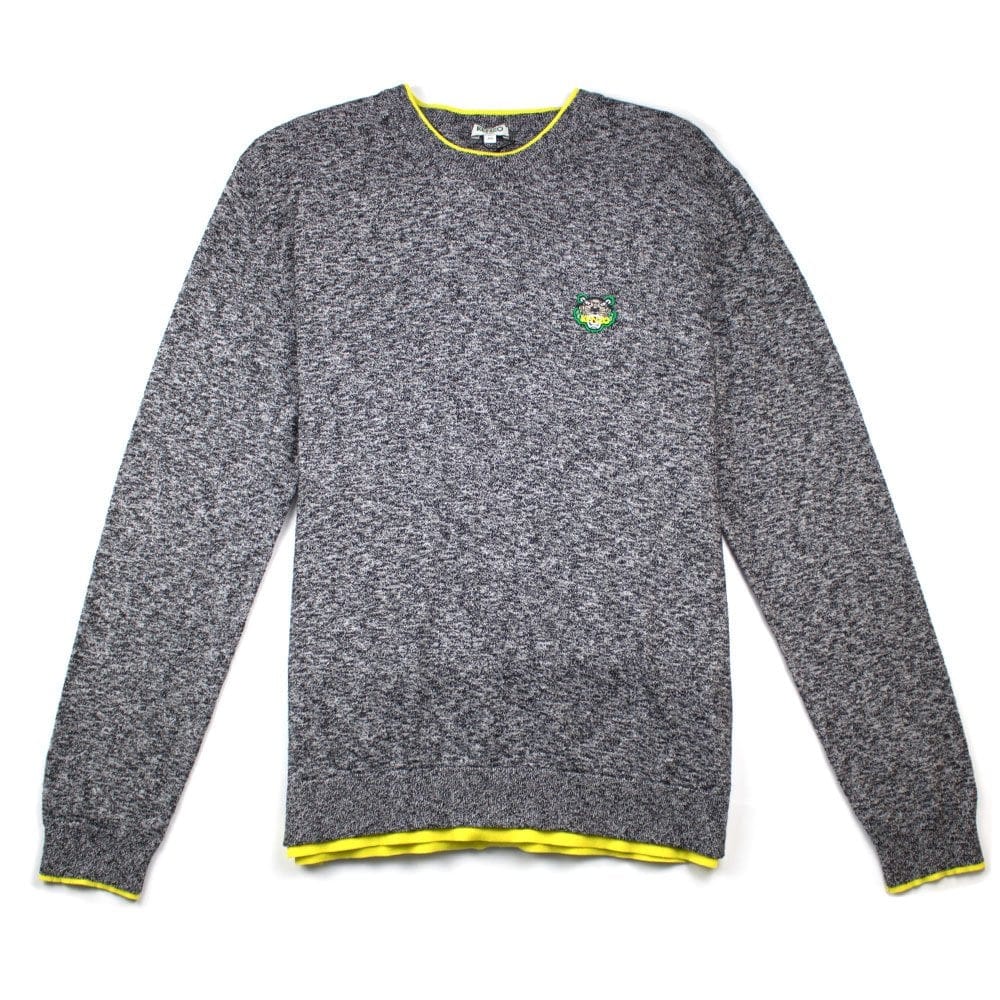 Kenzo Small Tiger Crest Knitted Jumper Grey/Yellow