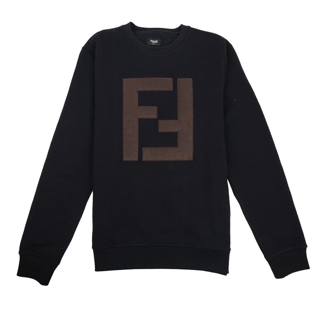 Fendi Leather FF Logo Sweatshirt Black
