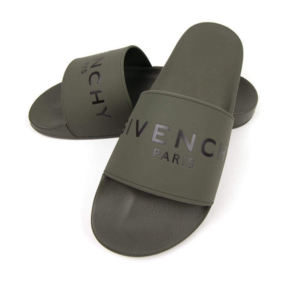 Givenchy Slide Flat Sandals Dark Khaki