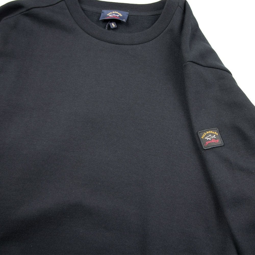 Paul and Shark Crew Neck Patch Arm Black