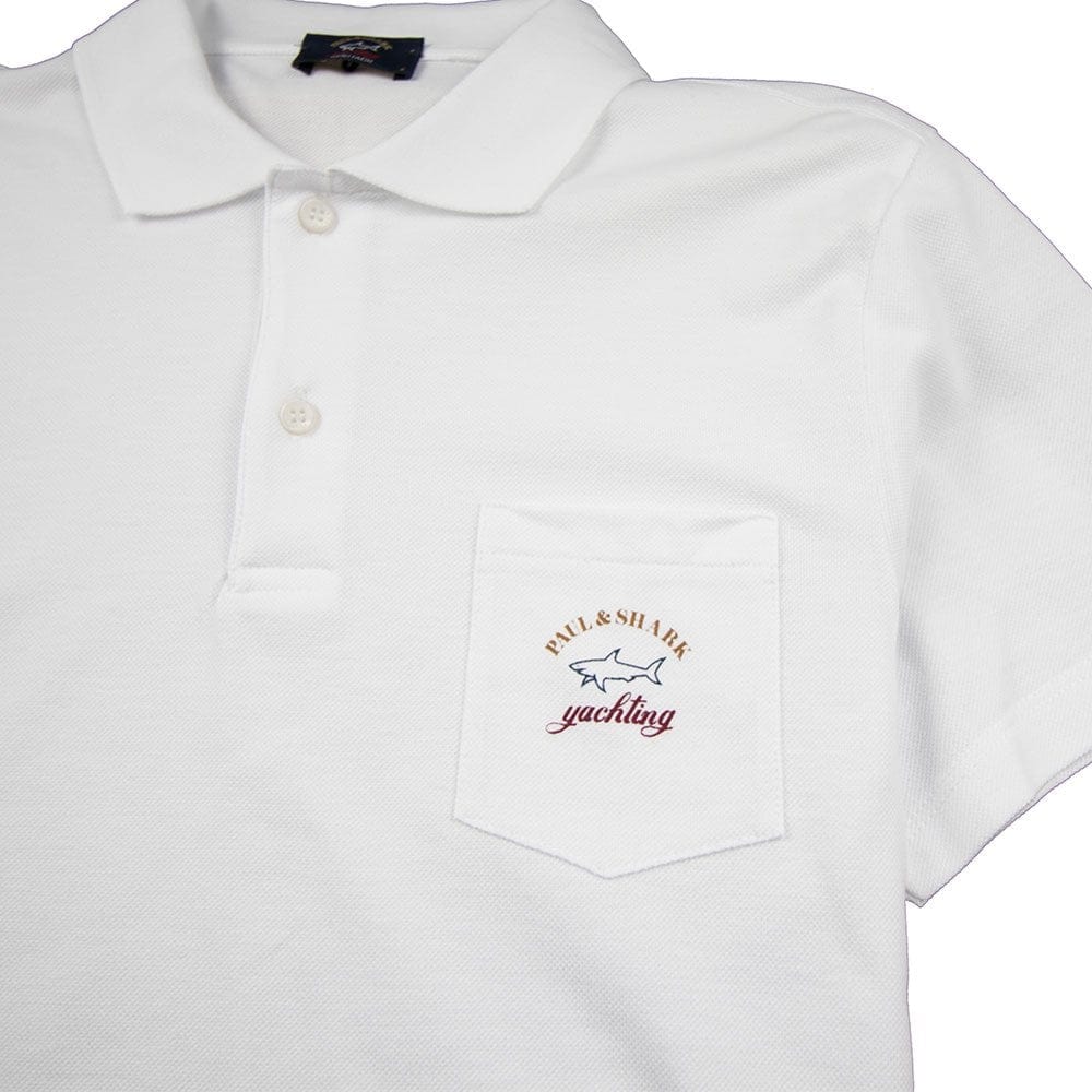 Paul and Shark Pocket Short Sleeve Polo White