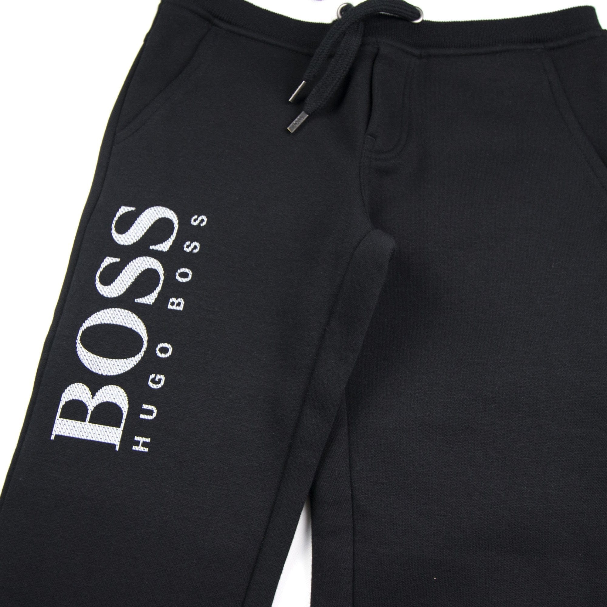 Hugo Boss Fleece Bottoms Large Leg Logo Black