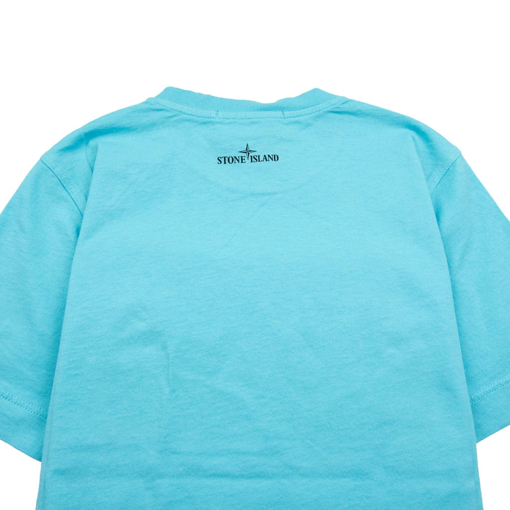 Stone Island Junior Front Compass Reflective T-Shirt Baby Blue
