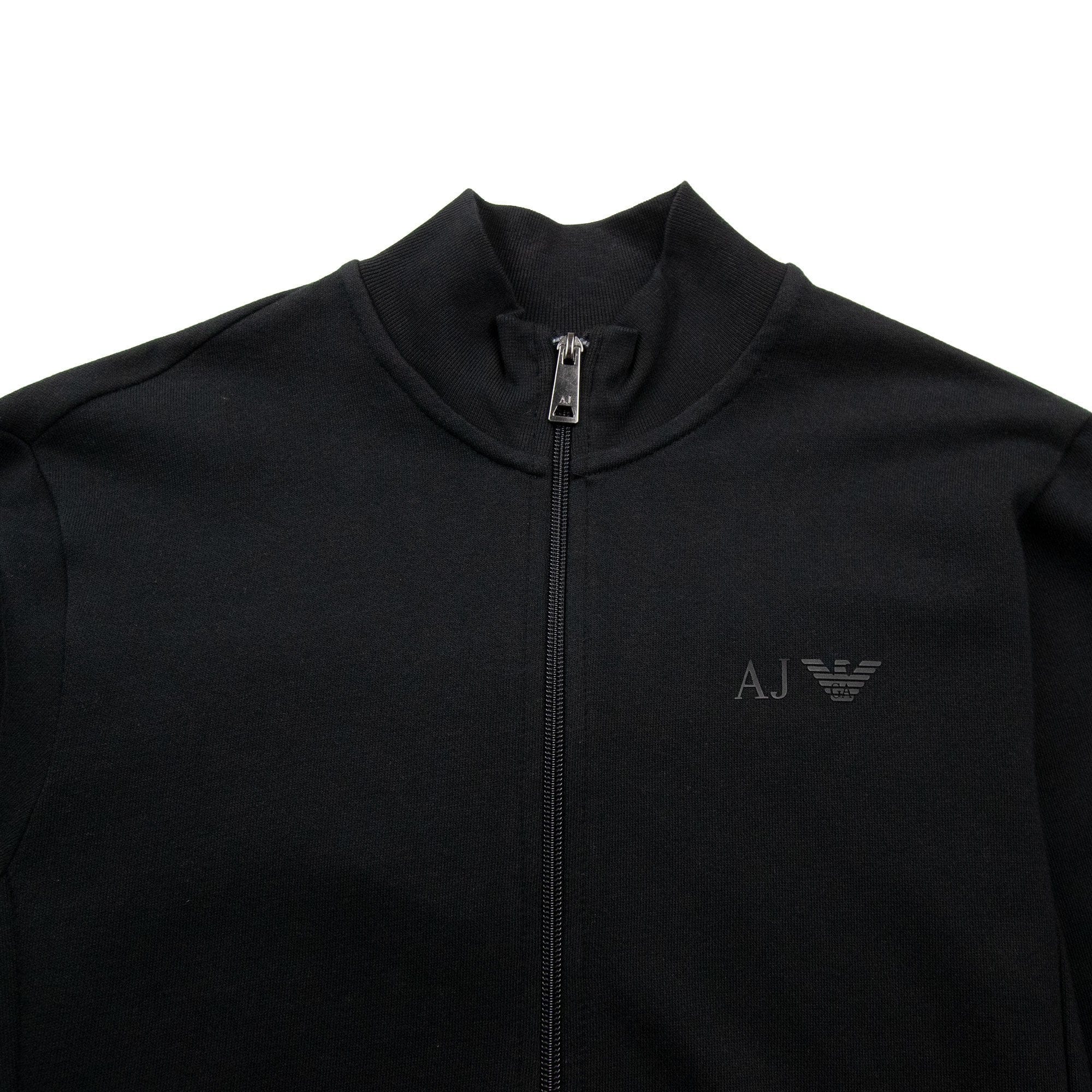 Armani Jeans Zip Up Rubber Logo Jacket Black