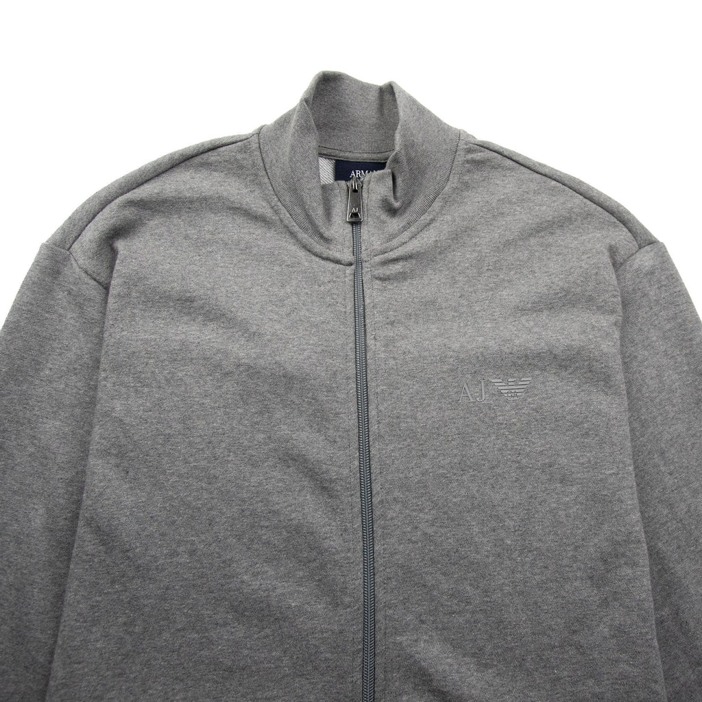Armani Jeans Zip Up Rubber Logo Jacket Light Grey