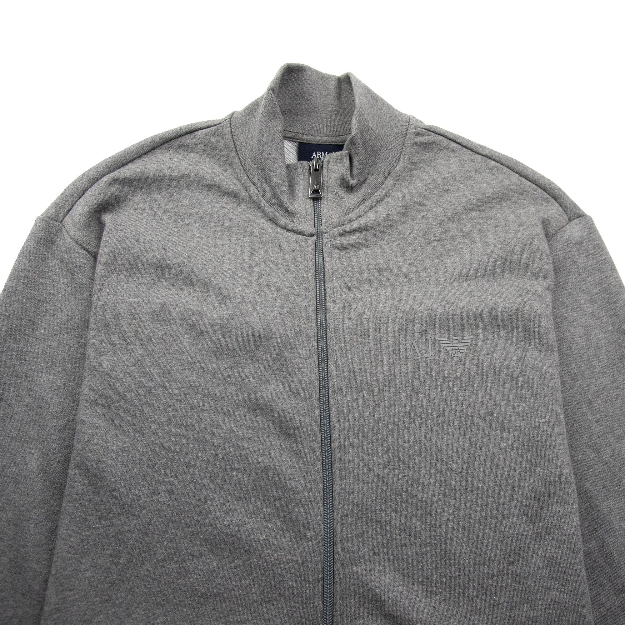 Armani Jeans Zip Up Rubber Logo Jacket Light Grey