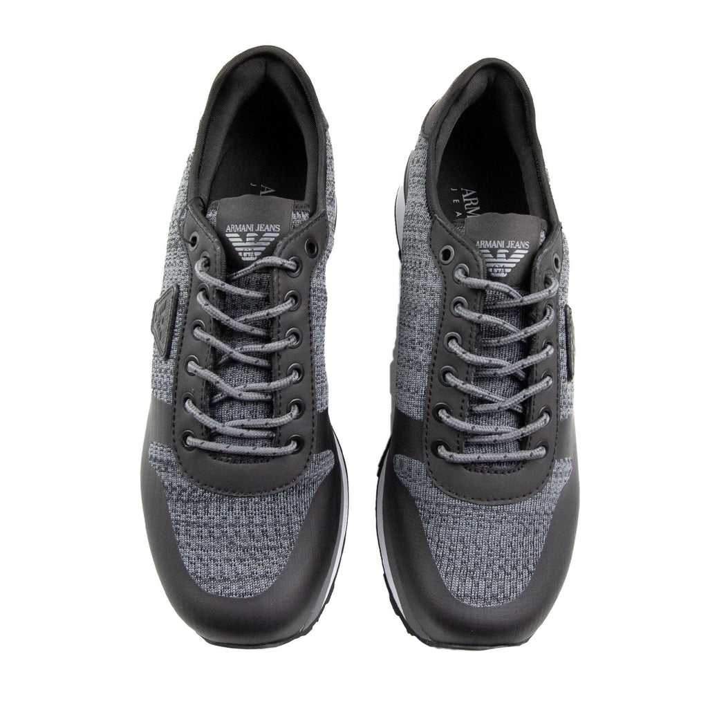 Armani Jeans Knit Trainers Dark Grey