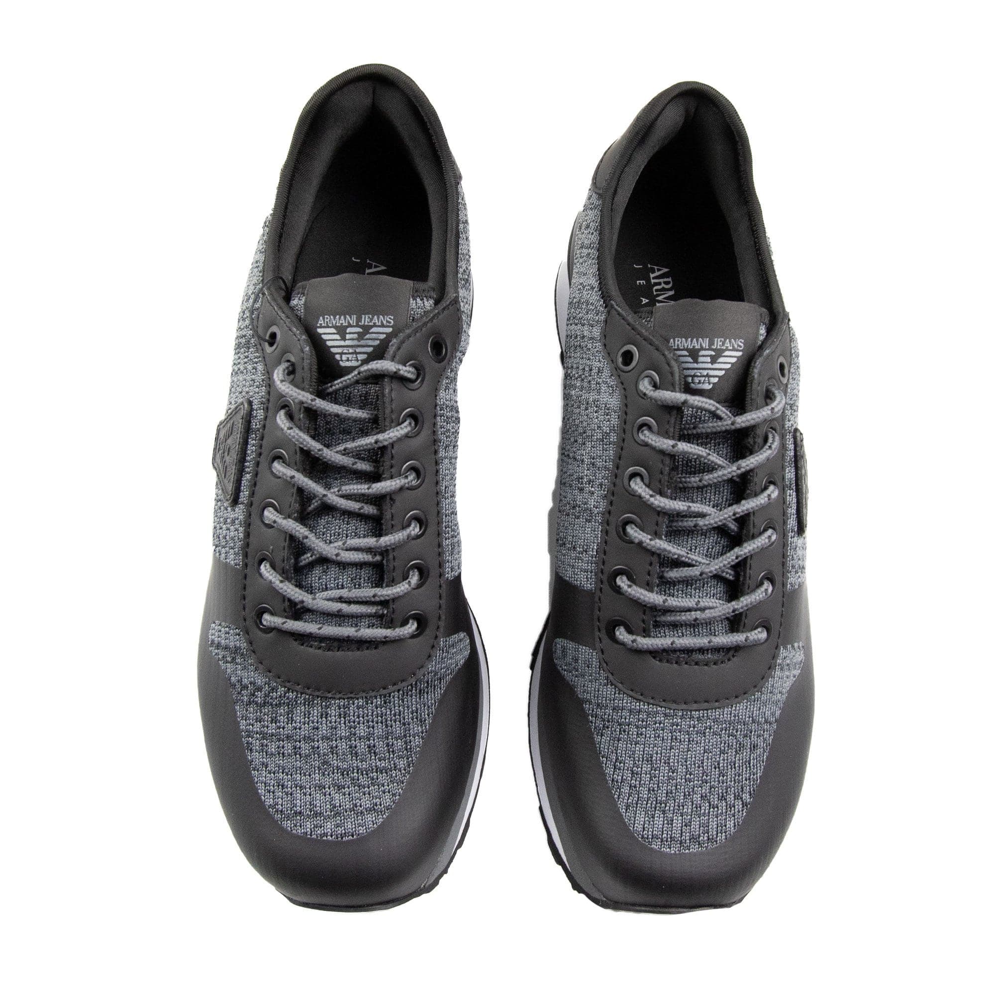 Armani Jeans Knit Trainers Dark Grey