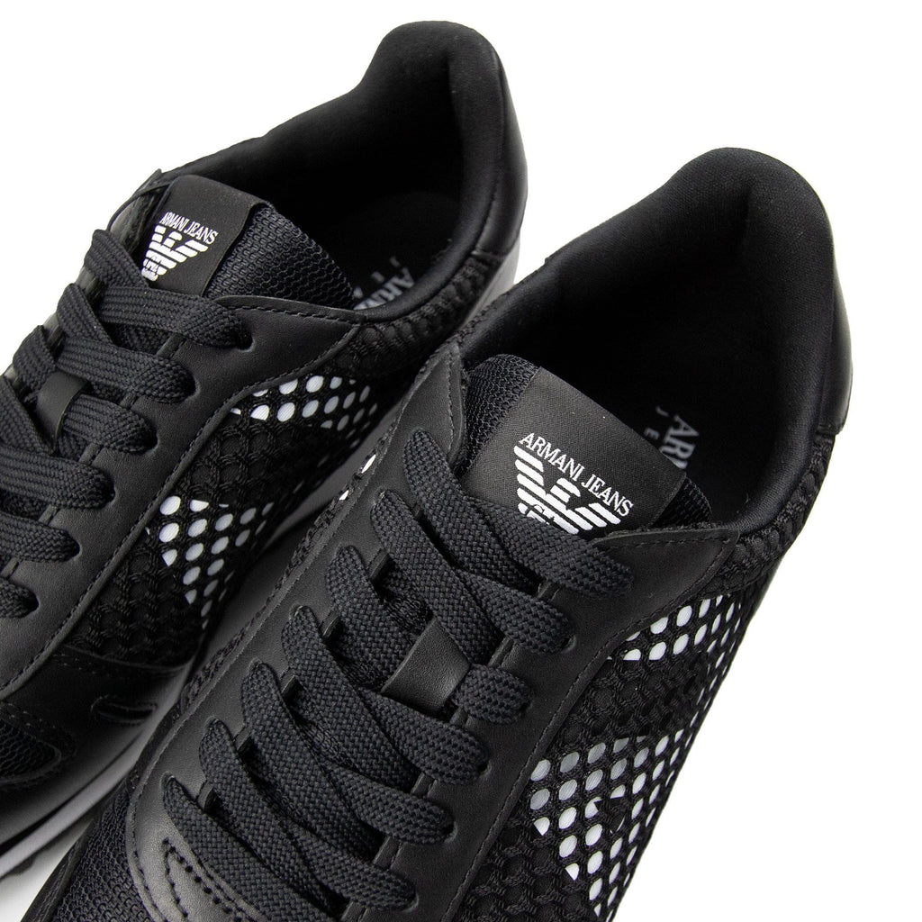 Armani Jeans Eagle Mesh Trainers Black/White