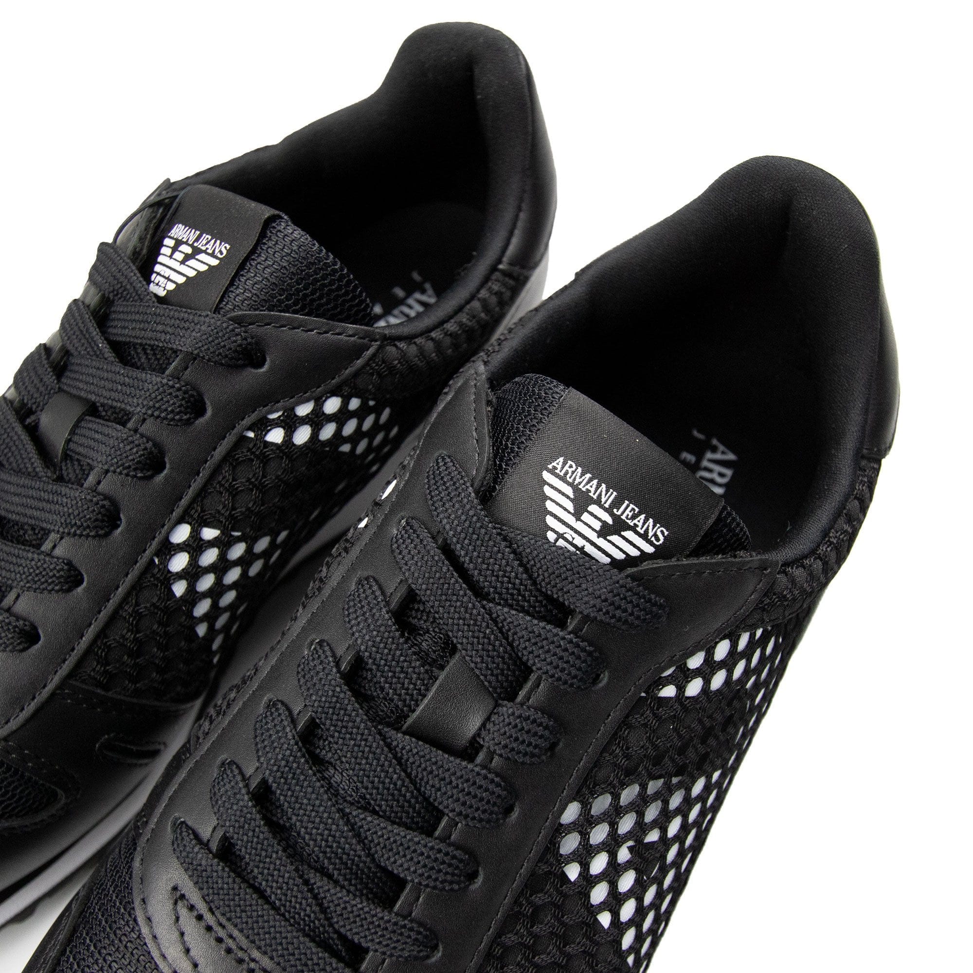 Armani Jeans Eagle Mesh Trainers Black/White
