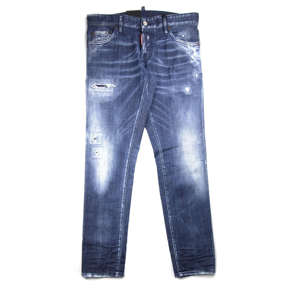 Dsquared2 Green Tape Slim Jean Distressed Denim
