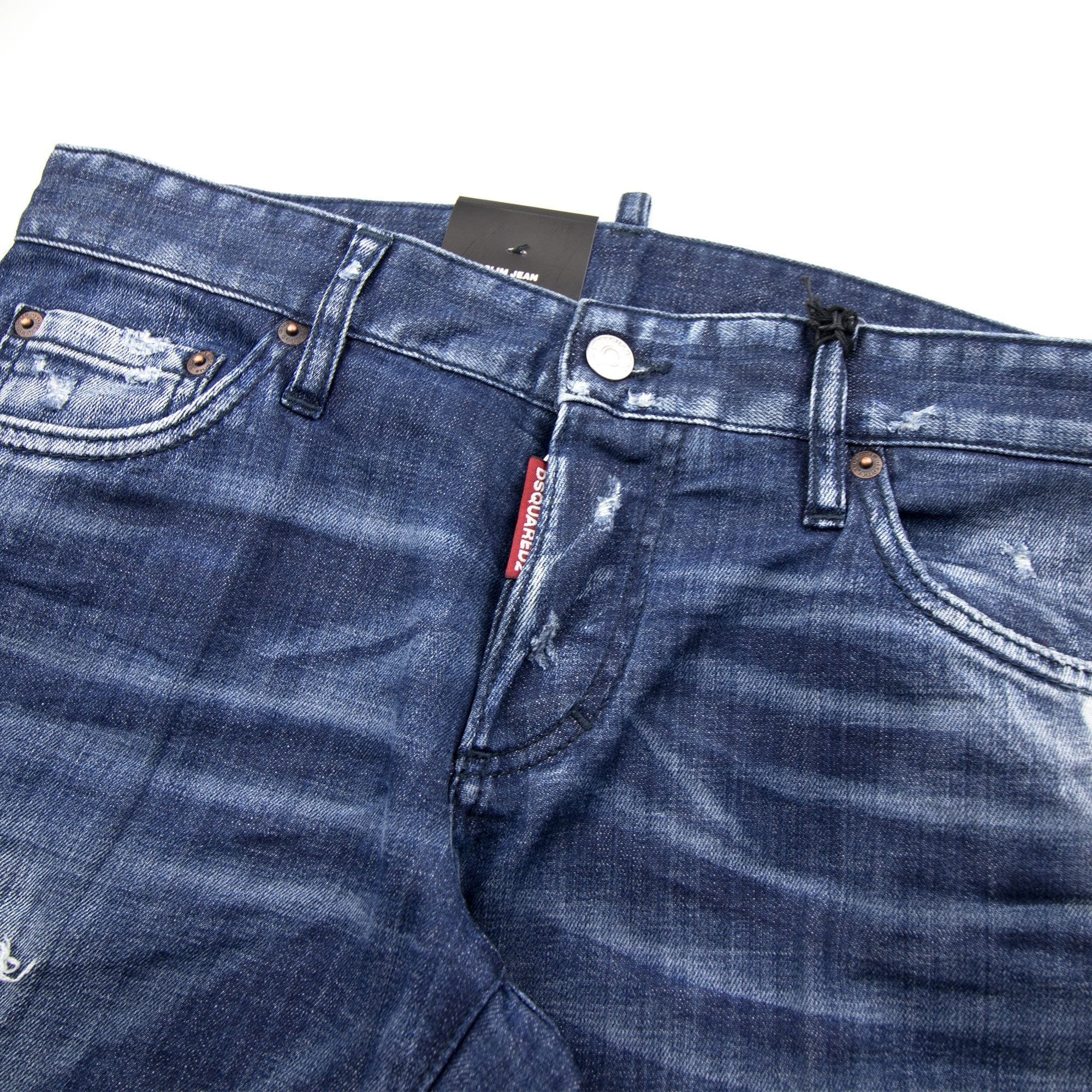 Dsquared2 Green Tape Slim Jean Distressed Denim
