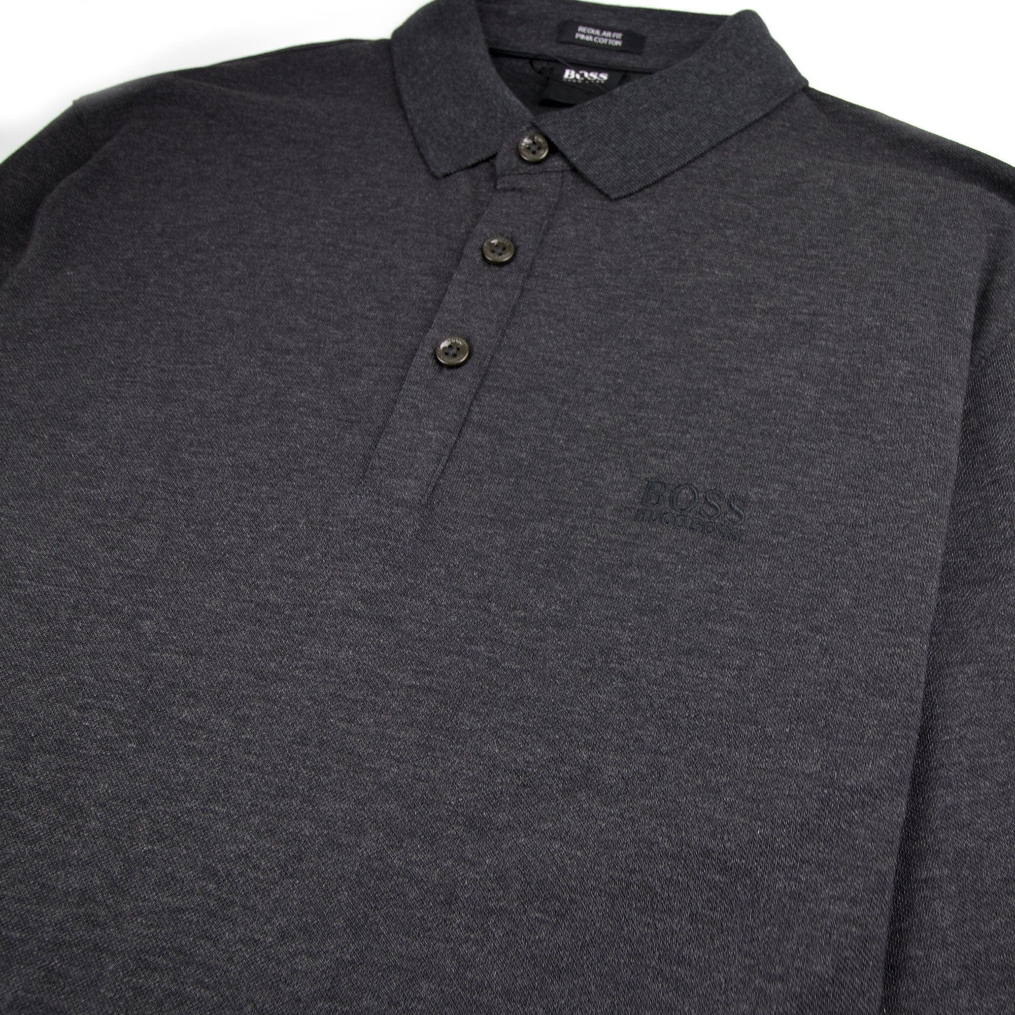 Hugo Boss Pado 10 Long Sleeve Polo Shirt Dark Grey