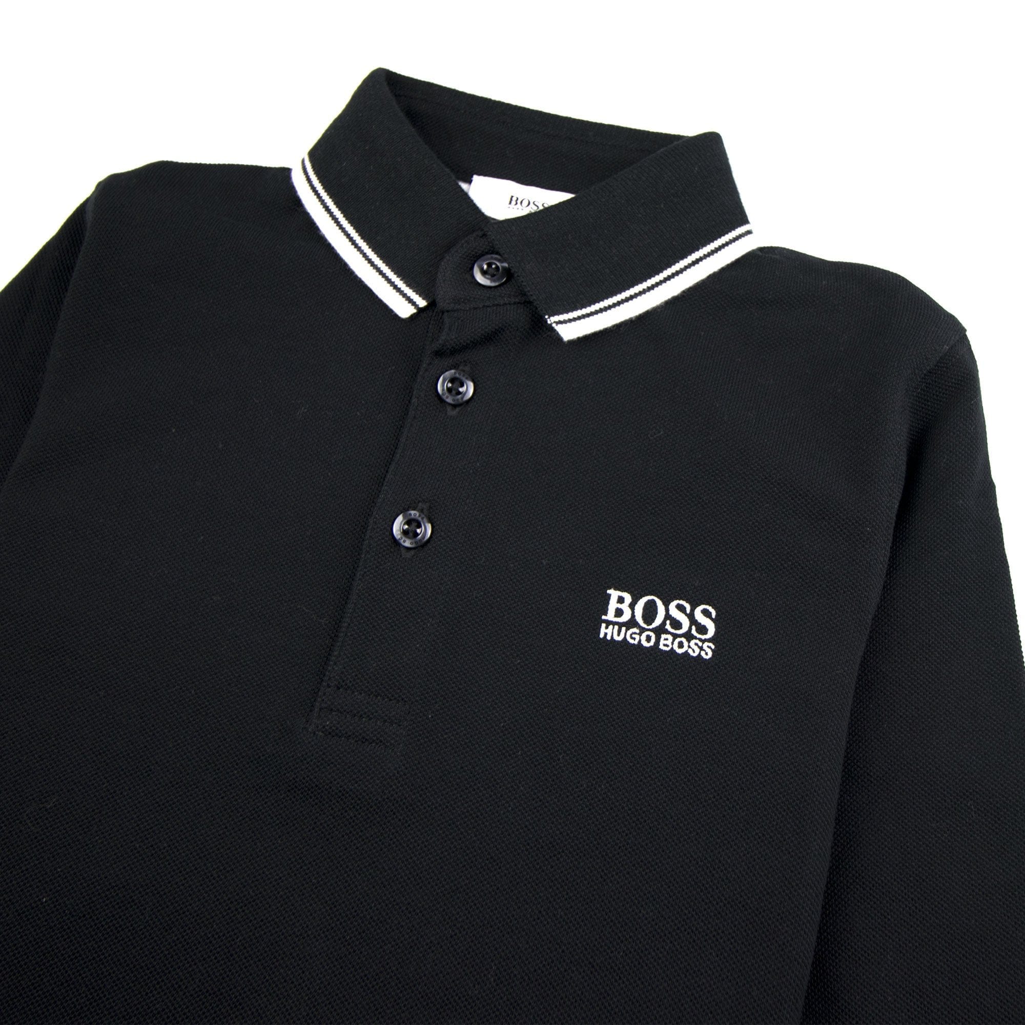 Hugo Boss Kids Tipped Long Sleeve Polo Black