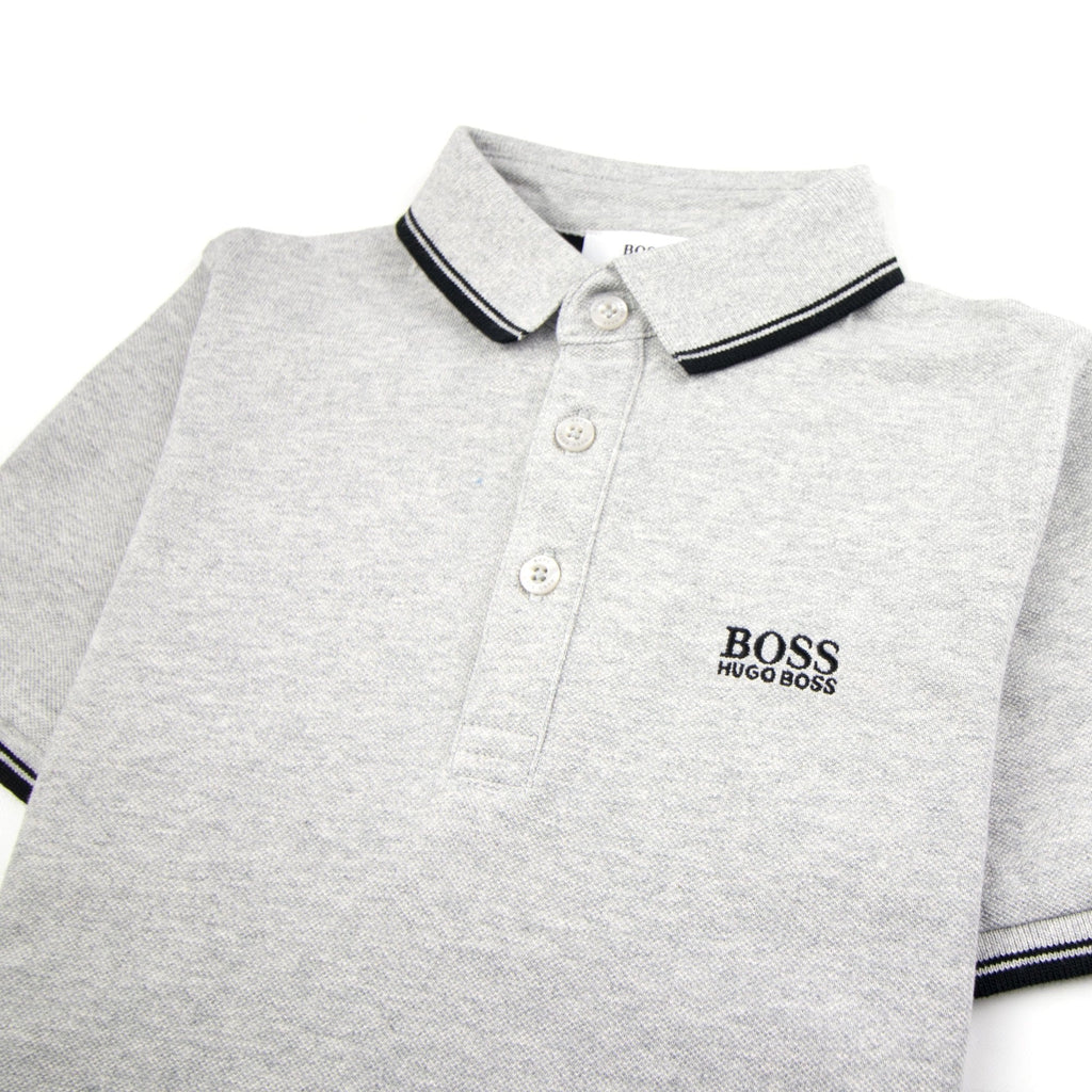 Hugo Boss Kids Tipped Short Sleeve Polo Light Grey