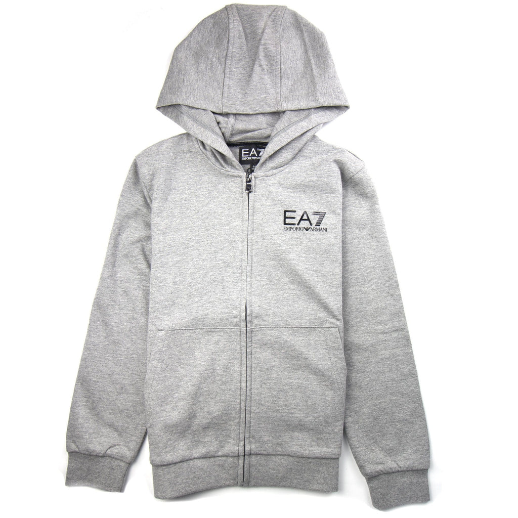 EA7 Junior Chest Logo Zip Up Hoody Grey