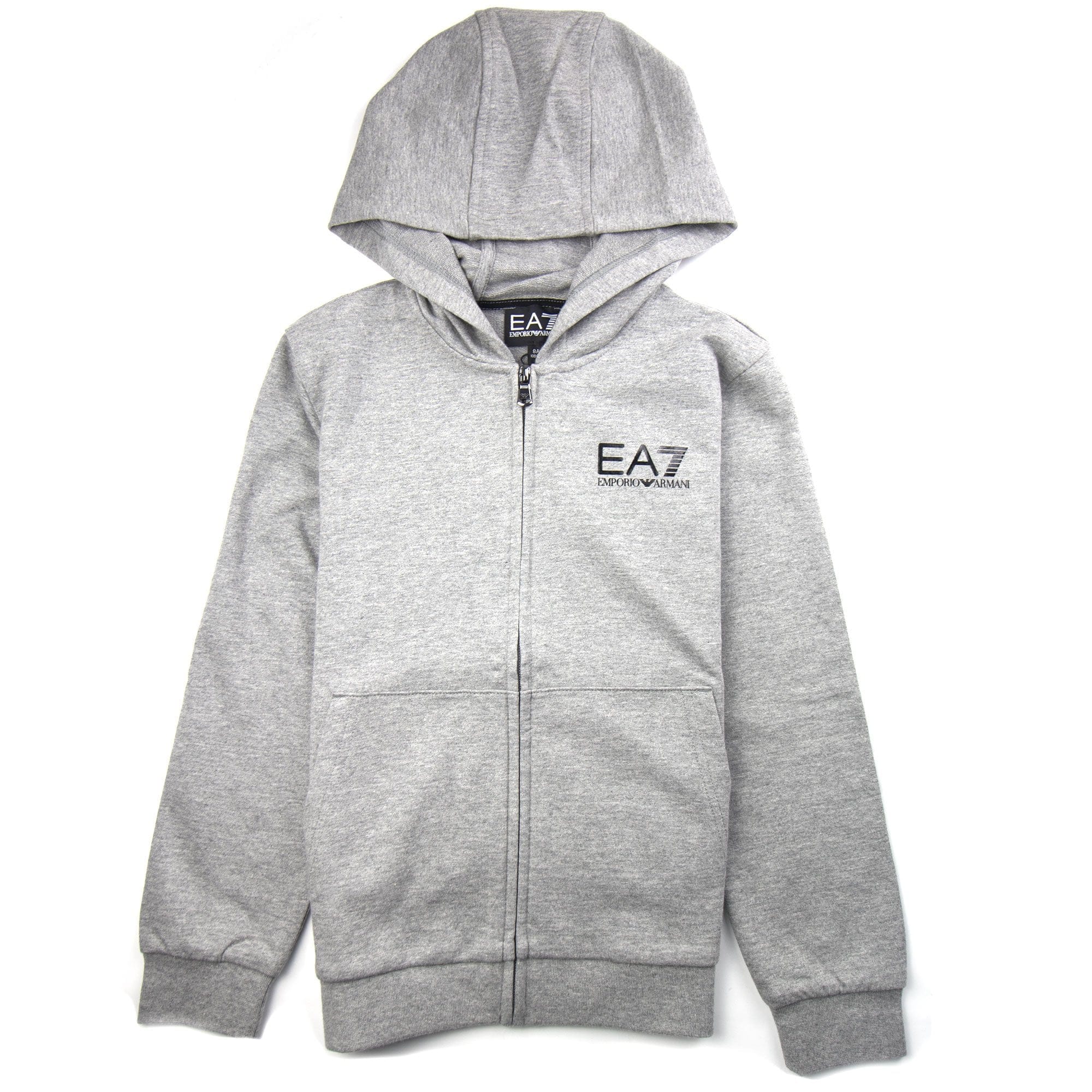 EA7 Junior Chest Logo Zip Up Hoody Grey