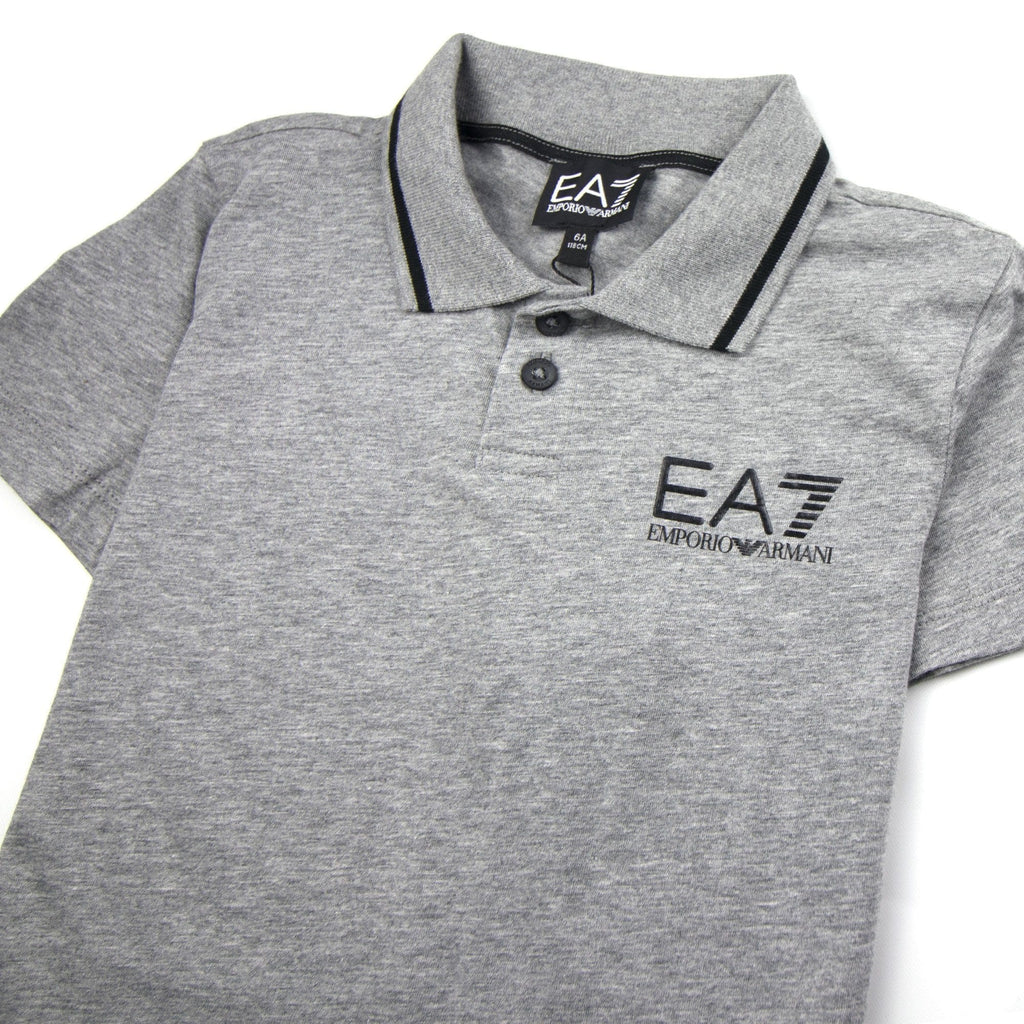 EA7 Junior Chest Logo Short Sleeved Polo Grey