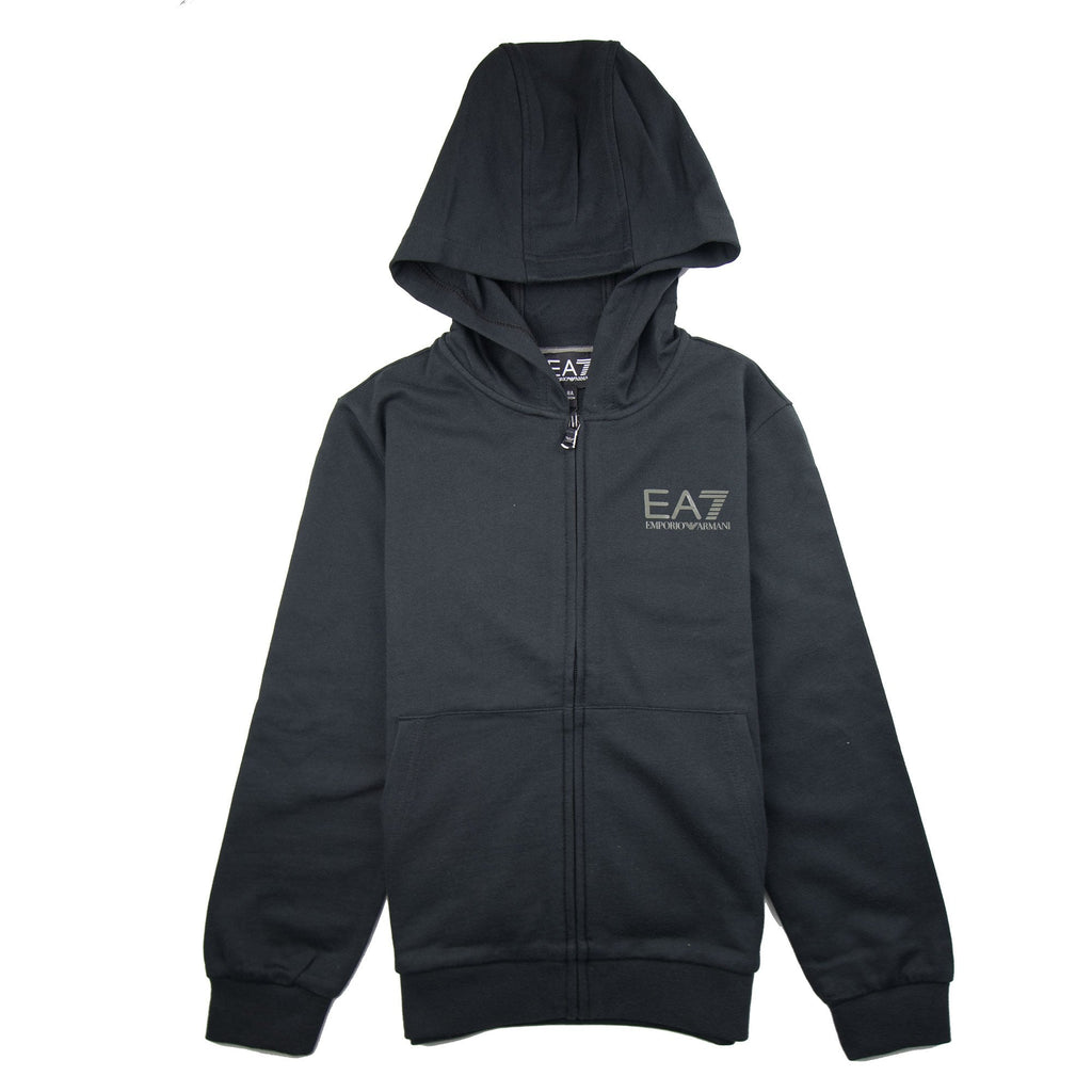 EA7 Junior Chest Logo Zip Up Hoody Black