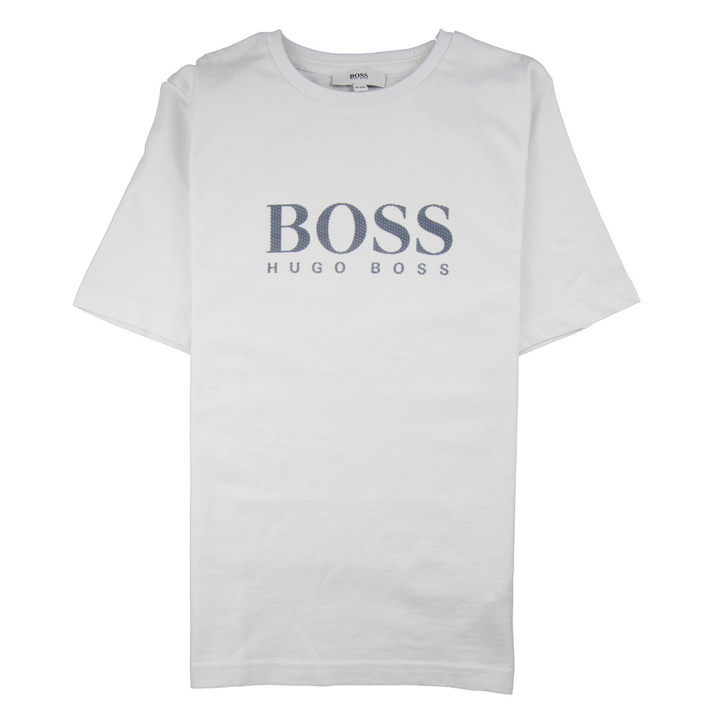 Hugo Boss Kids Chest Logo T-Shirt White/Blue