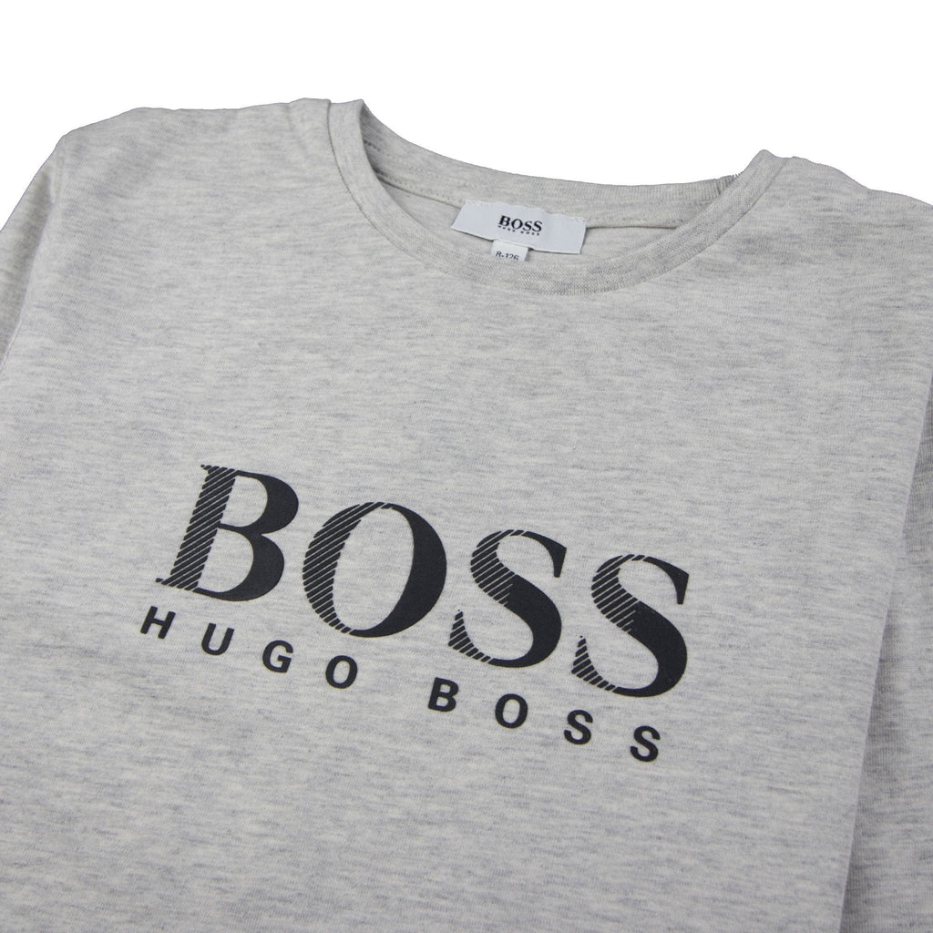 Hugo Boss Kids Chest Logo Long Sleeve T-Shirt Light Grey
