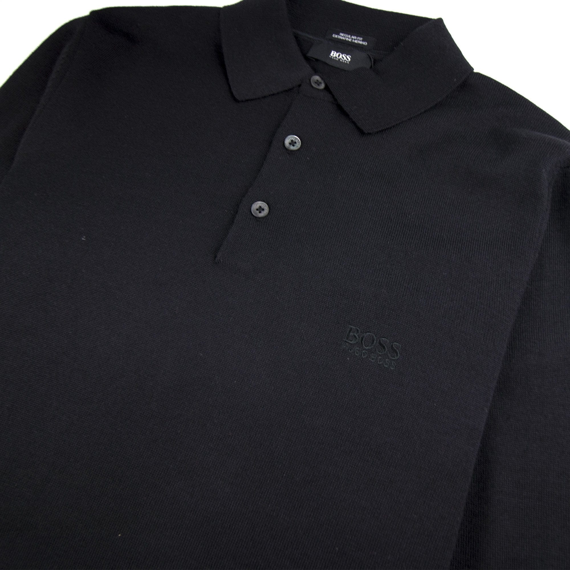 Hugo Boss Banet-B Long Sleeve Knitted Polo Black