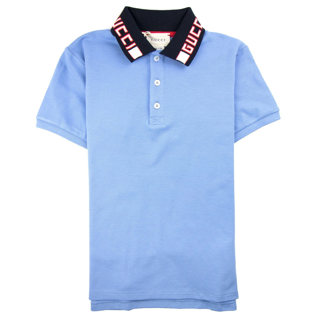 Gucci Junior Collar Logo Polo Shirt Baby Blue